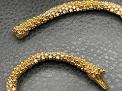 Rare Ciner Gold Tone Encrusted Crystal Rhinestone Thick V Shape Choker Necklace