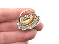 Vintage 60s 70s Gold & Silver Tone Large Aries Astrology Ram Adjustable Ring