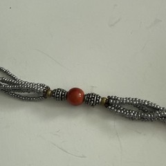 VTG Czech Republic Glass Seed Bead Necklace 16” Silver Button Loop Clasp
