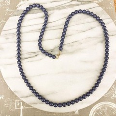 Vintage Trifari Signed Blue Beaded Necklace | Long 36 In Acrylic | MCM