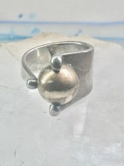 Moving Ball ring geometric kinetic solid band size 5.50 sterling silver women l