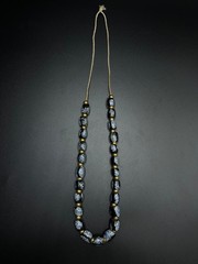 Vintage Black Glass Bead Necklace | Speckled Glass Necklace | Handmade Statement
