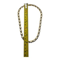 Vintage Gold-Tone Leaf Link Necklace with Rhinestones – Signed “4044”