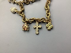 Vintage Juicy Couture Charm Bracelet Charms Rhinestone Swag Gold Toned 5 Charms