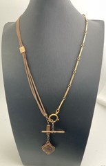 Antique Gold Filled/Plated Pocket Watch Chain Necklace With Locket & T-Bar