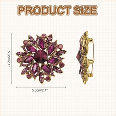 Vintage Crystal Rhinestone Brooch 2.1 Inch Flower Brooch Purple