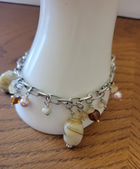 Vtg Estate Bracelet Gemstone Beaded Chain Link Charm Dangle Fashion Jewelry