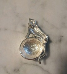 Amazing Vintage Napier Brooch Silvertone Leopard on Blue/Earth/Ball Crystals