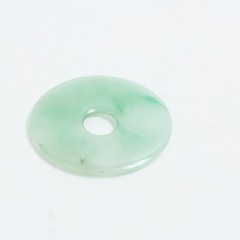 VTG Moss In Snow Variegated Jadeite Donut Pendant ~24mm diam, ~2.53g, no bale