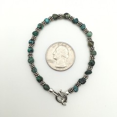 Silver Schark Handmade Sterling Silver & Turquoise Chunk Bead Bracelet 7” #25