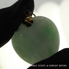 Mottled Green & Lavender Jade 14K Yellow Gold Heart Pendant