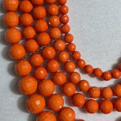 Vibrant Orange Multi-Strand Beaded Bib Necklace Graduated Layers
