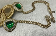 2 Vintage Statement Necklaces 1 Mika Green Faceted Plastic Stones & 1 Red Glass