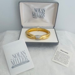 Vtg NOLAN MILLER Pave Crystal Glam Coll Bracelet Bangle Art Deco Revival
