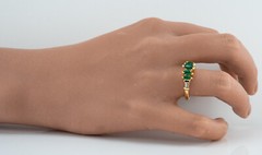 Natural Emerald Diamond Tapered Baguette Ring 14K Gold Band