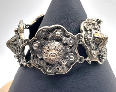 Antique 1900’s Rice Weiner “Estruscana” Panel Bracelet Antique Silver Tone 7″