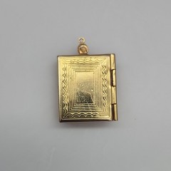 Vintage Cameo Locket Pendant Gold-Tone Ornate Setting Oval Pink White Stone