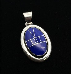 Vintage ASC 925 Sterling Silver Lapis Lazuli Channel Inlay Pendant, 6.3g, Qty. 2
