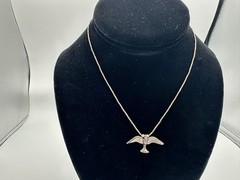 5.55g Vintage Sterling Silver 925 Bird Pendant Liquid Chain Necklace 15 in M