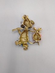 Vintage Lind Gal LG Enamel Mouse Brooch Gold Tone Running Away