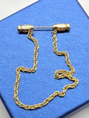 Vintage Goldtone Metal Stick Pin With Dangling Goldtone Metal Chain Unisex