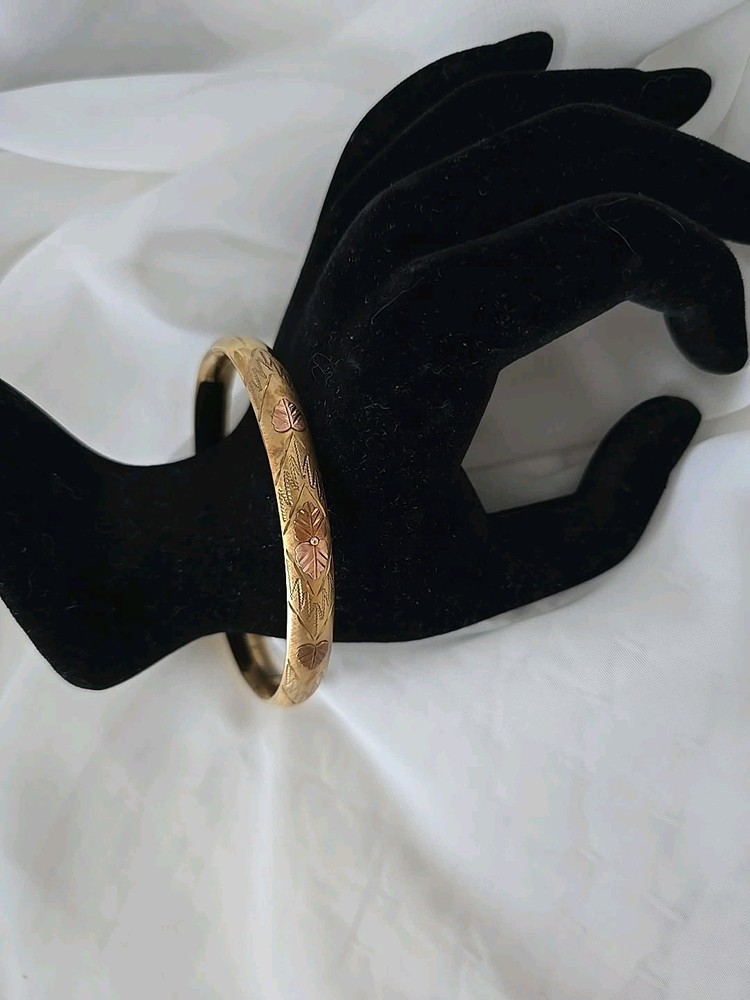 Coleman Co 1/20 14k Rose Gold Filled Bangle Flower Bracelet 7.5″