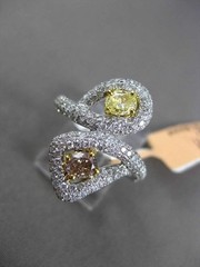 ESTATE LARGE 1.91CTW WHITE & YELLOW DIAMOND 18KT TWO TONE GOLD 3D COCKTAIL RING
