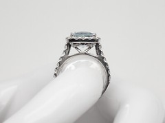 Designer $6000 5.50cts Natural Aquamarine VS G Diamond 18k White Gold HALO Ring