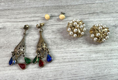 Vintage Lot Of 3 Various Earrings Unbranded & Lisner