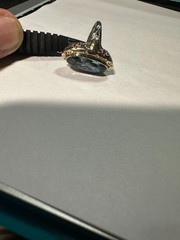 RARE VINTAGE 1930s UNCAS 14K TRI-COLOR GOLD BLUE SPINEL COCKTAIL RING 4.78 g