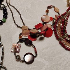 9 Piece Vintage Necklace Lot Glass And Natural Stone Variety Length 1 Anklet