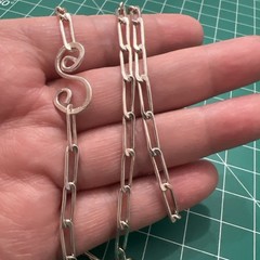 Antique Vintage FSC Sterling Paper Clip Oval Link Chain Necklace 26” 3.7mm