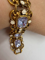 Vintage Bracelet Victorian Revival 1960s Lilac Glass Wide Panel Park Lane? PJ