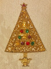 Estate Christmas Tree Brooches ~ TRIFARI CROWN ~ART ARTHUR ~GERRYS AVON ~ WIRE +