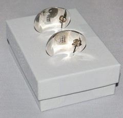 Vintage Sterling Silver Chunky Curved Concave Mexico TR-57 Post Earrings 14 grm