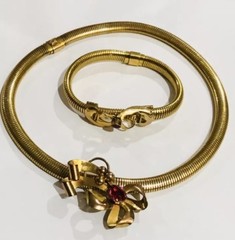 Signed CA Carl-Art Inc. 12K Gold Filled Stretchable Bracelet & Necklace 1950’s