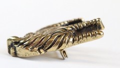 VTG Standing Zebra Brooch Pin Gold Tone Etched Stripes Statement Jewelry Africa