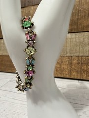 Hollycraft Pastel Rhinestone Bracelet, Stamped Copr 1955, 1950s Vintage Jewelry