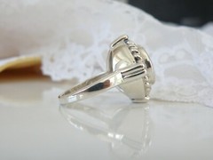 Sterling Silver 925 Heated Smoky Quartz Etruscan Style Chunky Ring Size 6