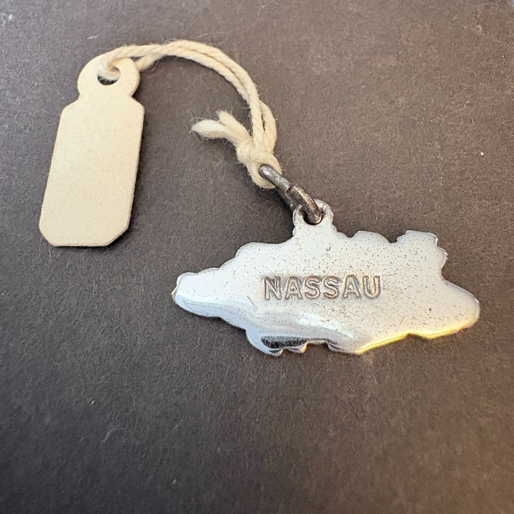 Vtg Leavens Sterling Silver 925 Travel Map Nassau Bahamas MCM Charm Pendant