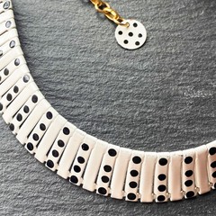 Off-White Black Polkadot Vintage 80s Choker Necklace Adjustable Length