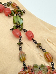 Vintage Victorian Pink and Green Necklace. Watermelon beads