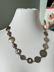 Antique 1930s-40s Coin Currency Necklace British India Anna Pice King George