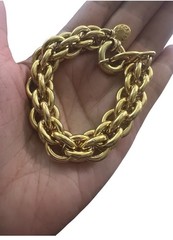 Vintage J. Crew Gold Tone Double Chain Link Statement Bracelet – Size 6.25 In