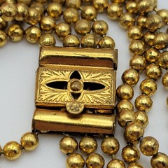 Vtg. Pat. Pend Gold Tone Ball Bead Chain Necklace 4 Strand Box Clasp 15 Inch