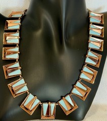 1950’s Vintage MATISSE RENOIR CHILE NECKLACE MCM Copper & TURQUOISE Enamel