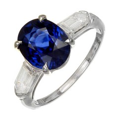 GIA Certified 3.51 Carat Sapphire Diamond Three-Stone Engagement Ring