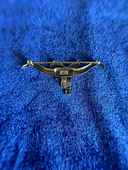 Vintage Estate Sterling Silver Texas Longhorn & Saddle Beau Brooch Rare !