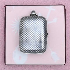Antique Victorian Niello Silver LARGE Checkerboard Double Sided Pendant Locket