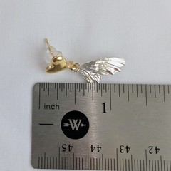 Estate Vintage 2 Tone Gold Heart + Silver Butterfly Or Fairy Wings 1.25″ Drop